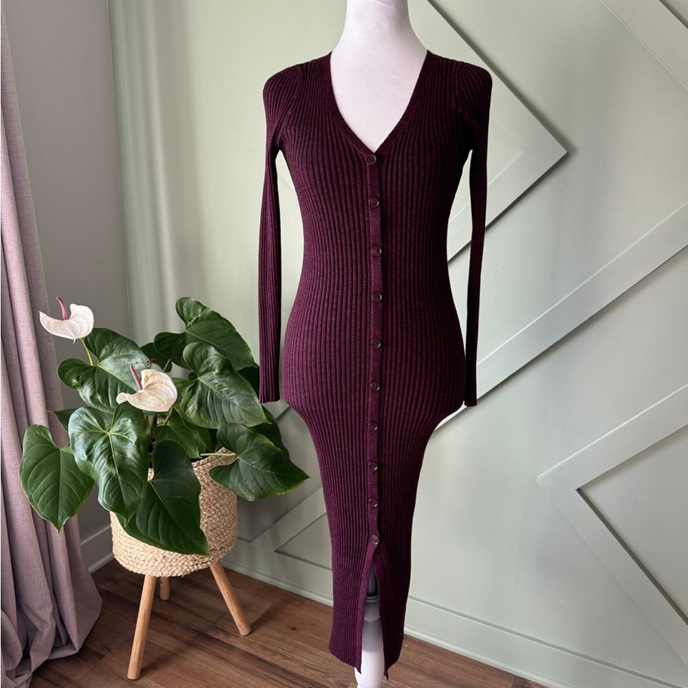 Women's Taylor Ribbed Sweater Dress with Button Front size XS